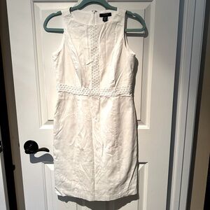 Chaps Lined White Sundress with White Embroidery Detailing. Size 4